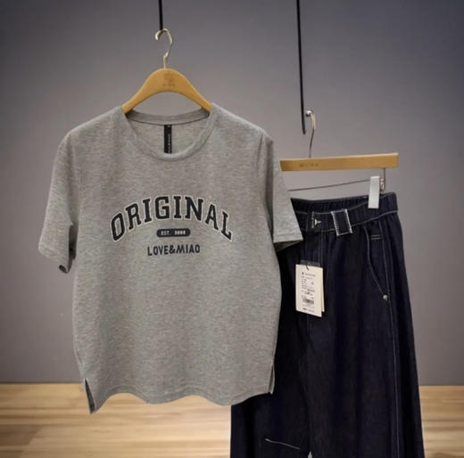 水淼2026春季新品时尚百搭字母印花T恤2597 商品图1