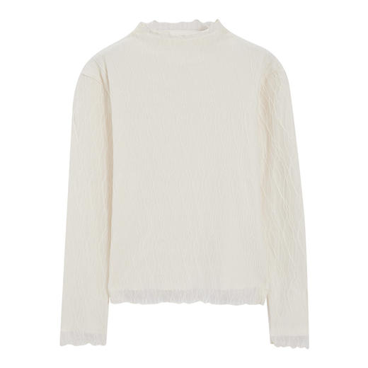 【微胖】 IEF/爱依服2025大码女装秋冬 法式温柔风通勤百搭薄绒蕾丝上衣DP39167-A- 商品图5