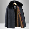 冬季新款加绒加厚男装毛呢外套中年男士休闲保暖可脱卸毛领内胆大衣 商品缩略图3