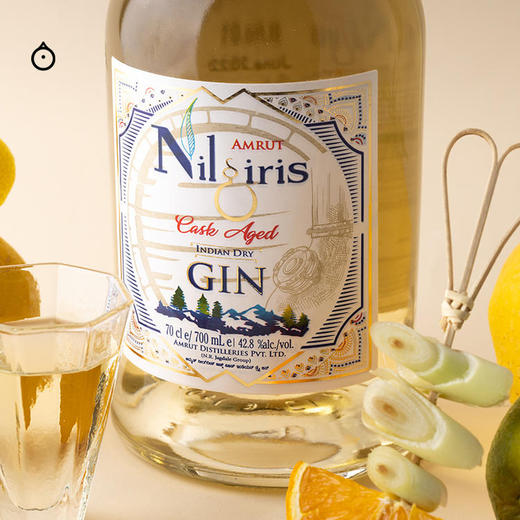 企鹅市集|限量贩售 印度阿目 蓝色高山 桶陈金酒750ml Nilgiri GIN 橘子酱柠檬草香 商品图1