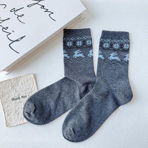 基础-简约费尔岛小鹿中筒袜-纪念日百货门店同款168143662 商品图2