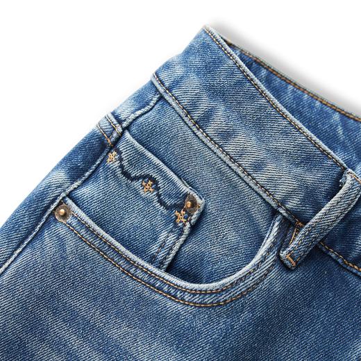 「高货wl」全新升级【铂金会员266/天猫359/差价93】(00145)洛诗琳立裁薄绒高腰牛仔裤2025秋冬民族风刺绣显瘦直筒裤 商品图3