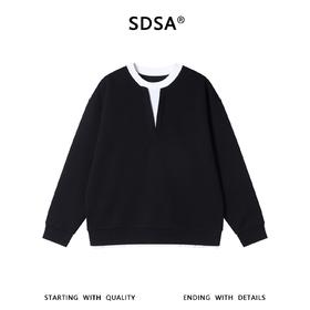 SDSA男士秋冬新款痞帅男装韩版拼接撞色假两件圆领卫衣百搭时尚