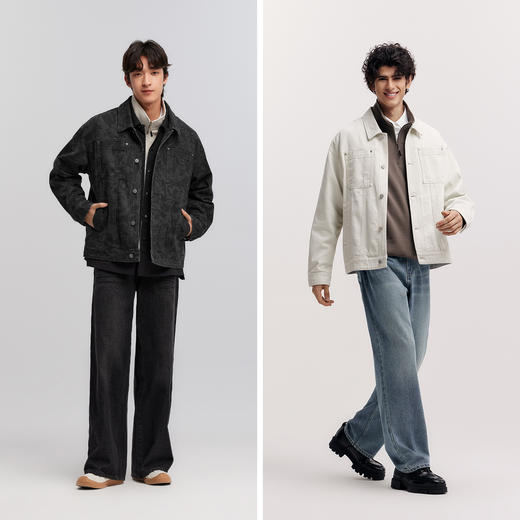 森马夹克男春季经典翻领磨毛外套通勤基础百搭小宽松挺阔廓型上衣 商品图3