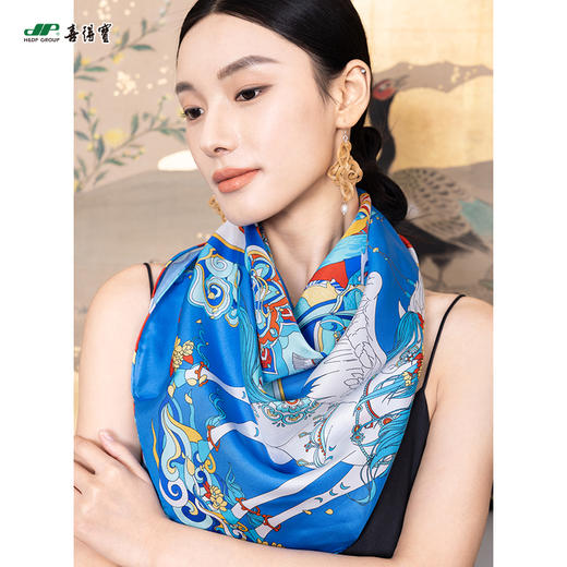 喜得宝文创丝巾杭州宋韵悦享丝路杭州丝绸100%桑蚕丝斜纹绸 商品图3