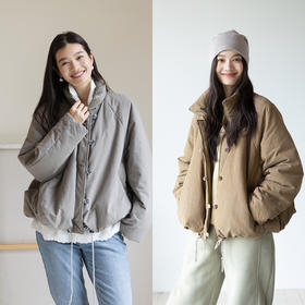 特绽放845朵/小南瓜棉服·亚麻棉南瓜造型高领抽绳短棉服加厚棉衣