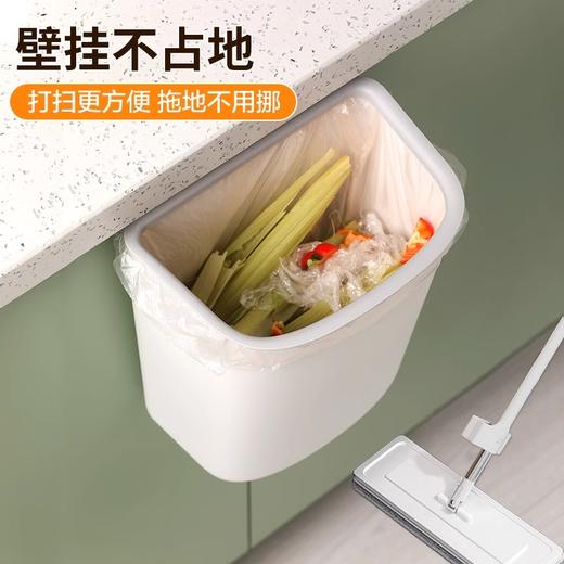 茶花 净悦压圈壁挂式垃圾桶 8L 灰色 商品图0