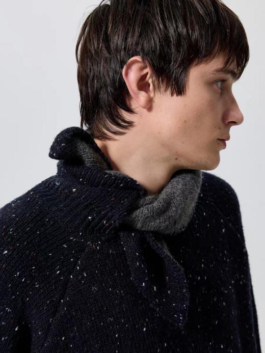 Simple Project/M25239/彩点纱撞色打结领毛衣 商品图1