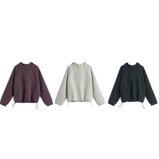 【篷派卫衣】秋冬加绒加厚棉质卫衣 松弛感插肩袖单排扣连帽绒衫 商品图6