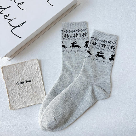 基础-简约费尔岛小鹿中筒袜-纪念日百货门店同款168143662 商品图3