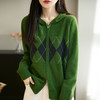 纤束马浣熊绒菱形格连帽开衫NG-2168 | 传递出复古文艺的英伦气息，是时尚界的永恒经典 商品缩略图6