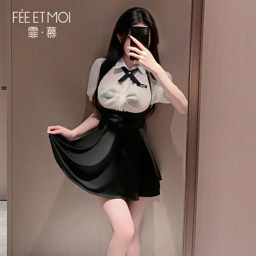【霏慕】前胸抽褶透身学院风套装6493情趣内衣性感纯欲透视制服 商品图3