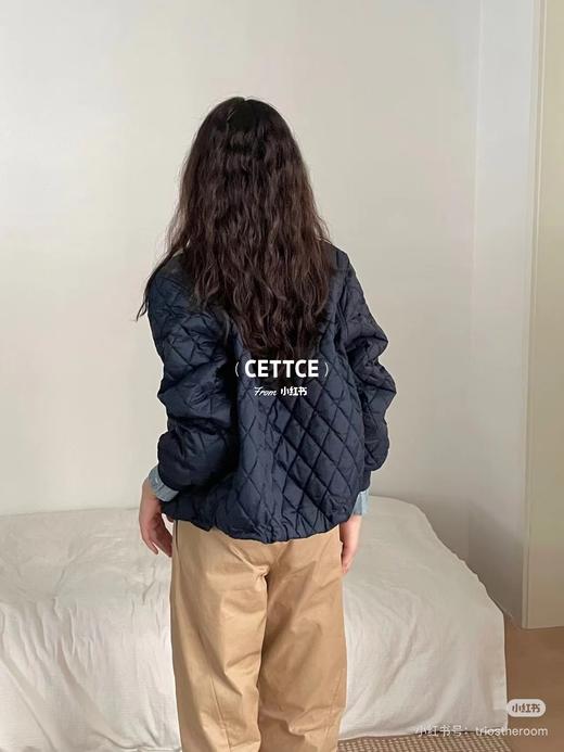 D121016女士绗缝防泼水菱格翻领单排扣棉服夹克外套 商品图8