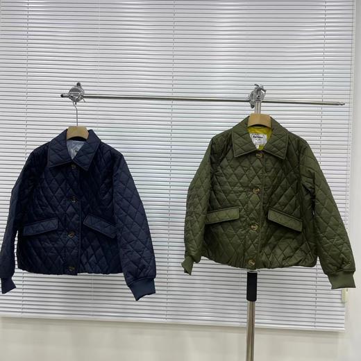 D121016女士绗缝防泼水菱格翻领单排扣棉服夹克外套 商品图0