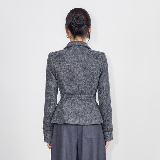 「高货wl」全新升级【铂金会员367/天猫499/差价132】(02843)洛诗琳气质收腰小香风外套2025秋冬粗花呢加厚翻领上衣 商品图1