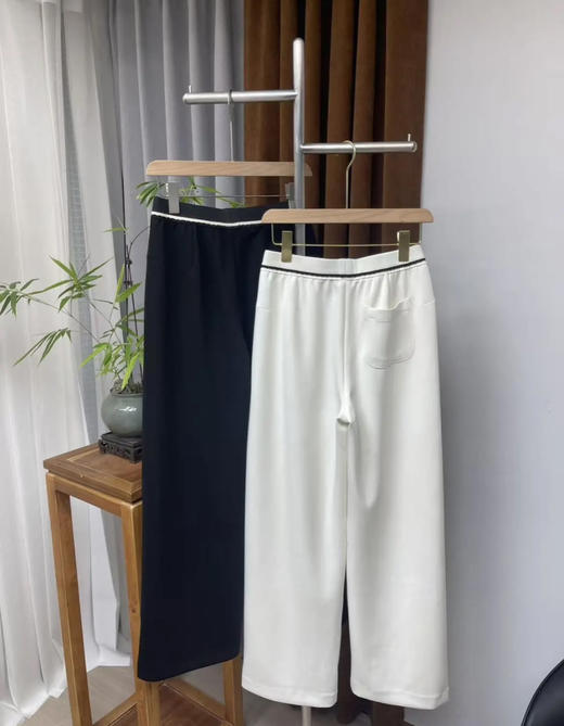 新款时尚松紧腰字母宽松显瘦阔腿直筒休闲裤 商品图7