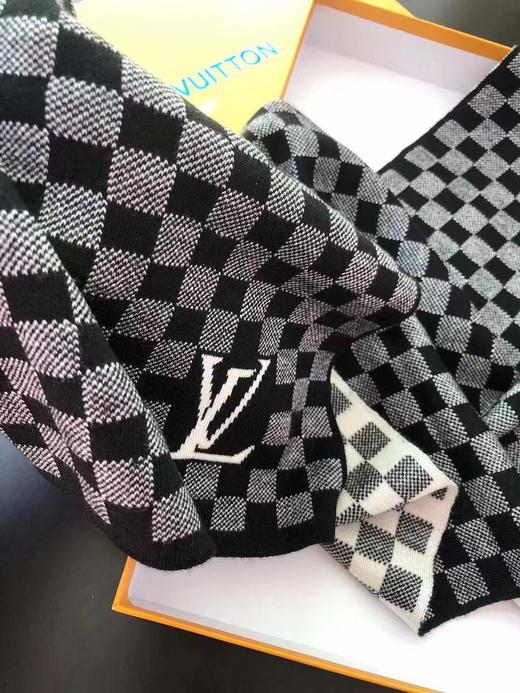 D121034冬季新款男士百搭保暖围巾棋格子羊毛针织围脖 商品图5