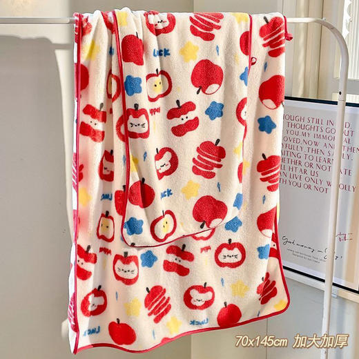苹果喜乐浴巾珊瑚绒吸水速干不掉毛加厚加大浴巾-纪念日百货门店同款167748512 商品图3