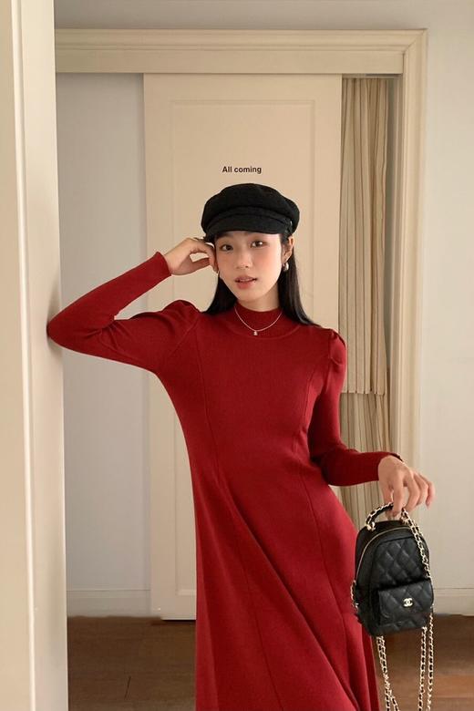 amadella 红色修身针织长款连衣裙 21780 商品图2