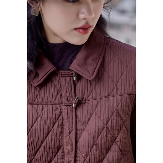 红念红色菱格棉服女短款小个子设计感冬季2025年新款冬装外套上衣 商品图3