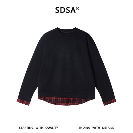 35702SDSA男士秋冬新款痞帅男装韩版潮牌下摆拼接圆领卫衣百搭时尚上衣 商品图1