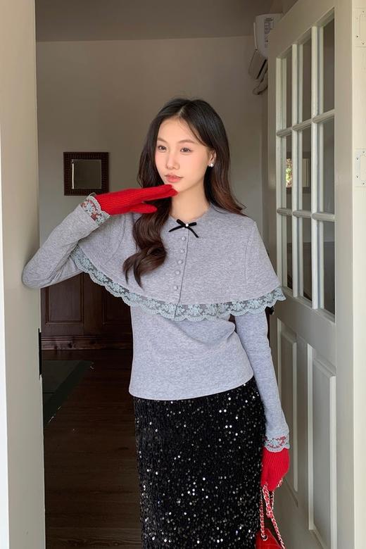 amadella 温柔风拼接蕾丝斗篷+内搭针织上衣 21983 商品图1