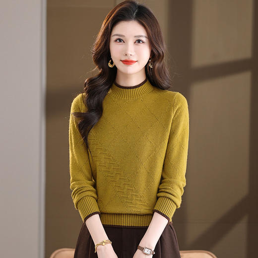 FCY QQ9260纯色毛衫半高领毛衣宽松毛衣针织打底 商品图3