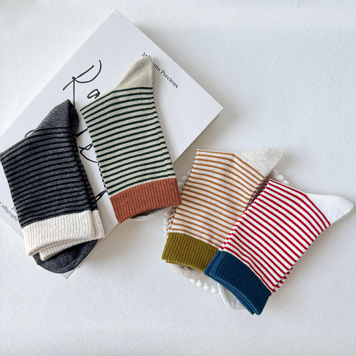 基础-简约复古条纹中筒袜-纪念日百货门店同款168043565 商品图5