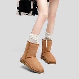 隆丰冬季经典款女长筒基础短靴保暖A级羊皮毛一体加厚保暖雪地靴122079