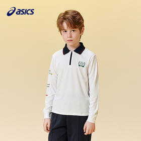 ASICS/亚瑟士儿童2025年秋季翻领长袖T恤吸湿排汗抗菌印花polo衫