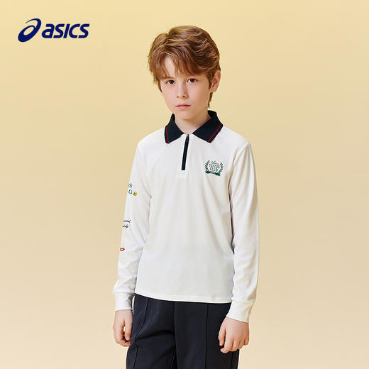 ASICS/亚瑟士儿童2025年秋季翻领长袖T恤吸湿排汗抗菌印花polo衫 商品图0