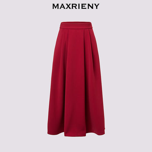 MAXRIENY【商场同款-节庆穿搭新年红】MAXRIENY复古收腰半裙中长裙(货号:MC85SK790) 商品图4