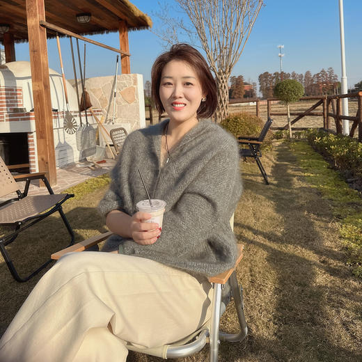 火桐hooton 薄荷巧克力山羊绒拉绒连帽开衫82831 商品图5