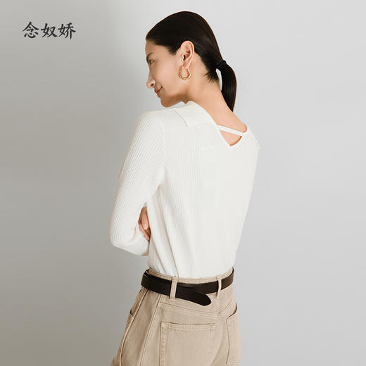 【商场同款】CNK5B76 “ 初恋毛衫 ” 纯羊毛白色小翻领小毛衫，后背精巧设计点 商品图6