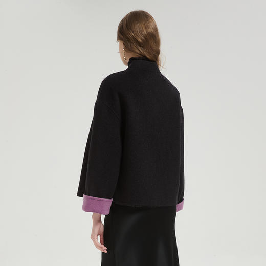 QH970斯尔丽2025新款国风手工樱桃小立领双面呢短大衣秋冬款羊毛大衣 商品图6