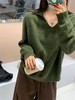 D121033冬季新款法式极简风高端羊毛翻领百搭V领针织衫 商品缩略图2