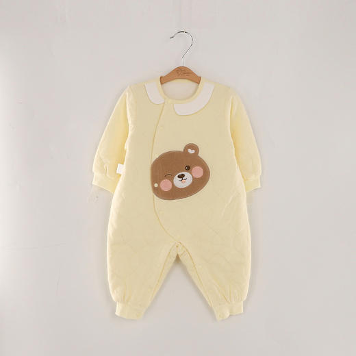 【曲奇萌熊长袖斜襟哈衣】婴幼儿0-2 岁长袖连体衣男女宝通用纯棉防风保暖透气棉基础款打底 商品图0