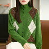 纤束马浣熊绒加厚彩色菱形格卷边开衫NG-2151 | 传递出复古文艺的英伦气息，是时尚界的永恒经典 商品缩略图4