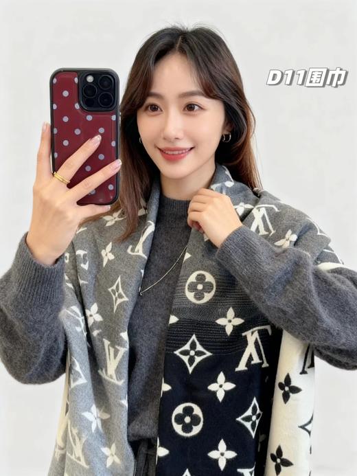 D121008羊绒围巾情侣款可双面佩戴舒适亲肤围巾 商品图7