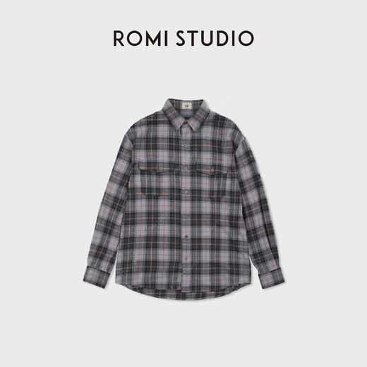 ROMI STUDIO“复古格调”撞色格纹棉质宽松舒适翻领衬衫RWDSSY1740 商品图1