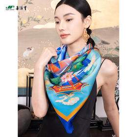 喜得宝文创丝巾《@钱潮》数码大方巾 杭州丝绸100%桑蚕丝素绉缎