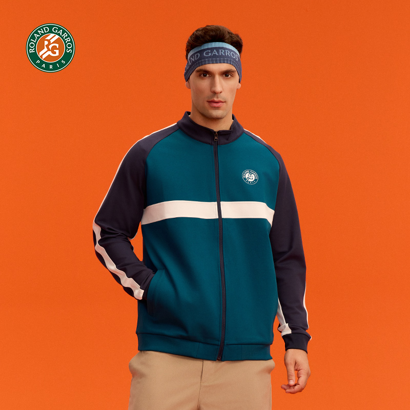 罗兰加洛斯法网男士开衫外套24年秋撞色弹力网球运动针织网球服