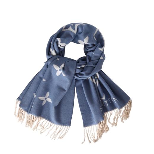 雾霾蓝羊绒围巾 商品图4