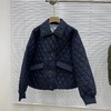 D121016女士绗缝防泼水菱格翻领单排扣棉服夹克外套 商品缩略图12