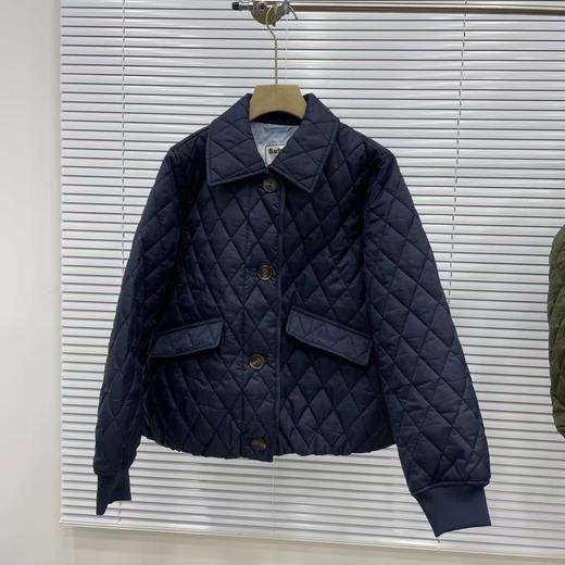 D121016女士绗缝防泼水菱格翻领单排扣棉服夹克外套 商品图12