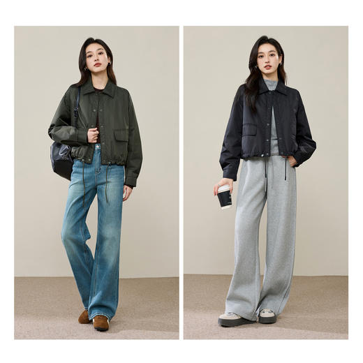 【双12特惠！降价！夹克-羽绒服】逸阳冬新品保暖舒适机车风外套短款上衣5239 商品图5