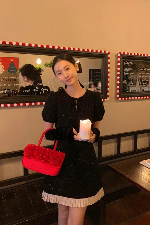 ANSUABEL 法式知性优雅小礼服细闪连衣裙 21986 商品图3