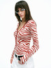 TR她热 赤色斑马 红白斑马纹针织提花设计感拉链V领连体衣打底 商品缩略图4