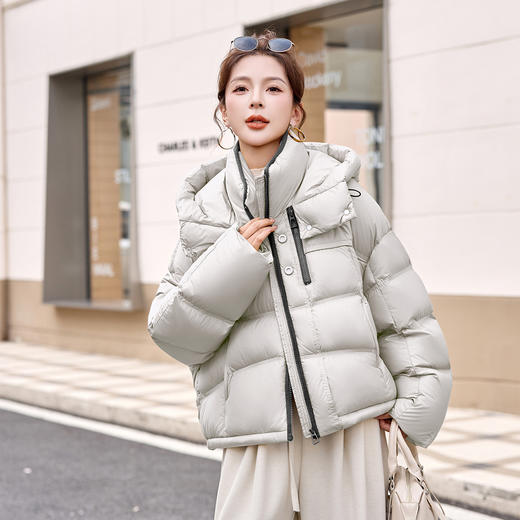 短款连帽羽绒服高级感，气质减龄韩系冬装外套HR-6523 商品图3