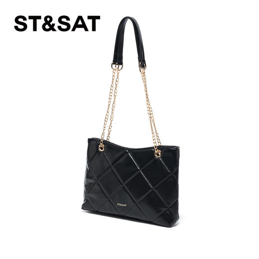 星期六高级感简约菱纹链条托特包SSD521R001 商品图1